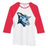 Bella Women's Baby Rib Contrast 3/4-Sleeve Raglan T-Shirt  Thumbnail